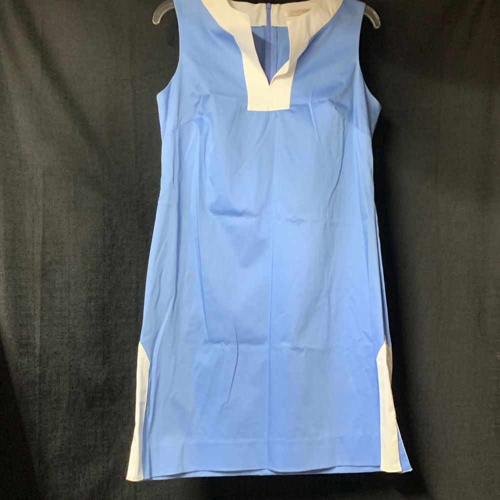 Shannon McLean Sheath Dress M? Elegant Blue and White Women's Dress